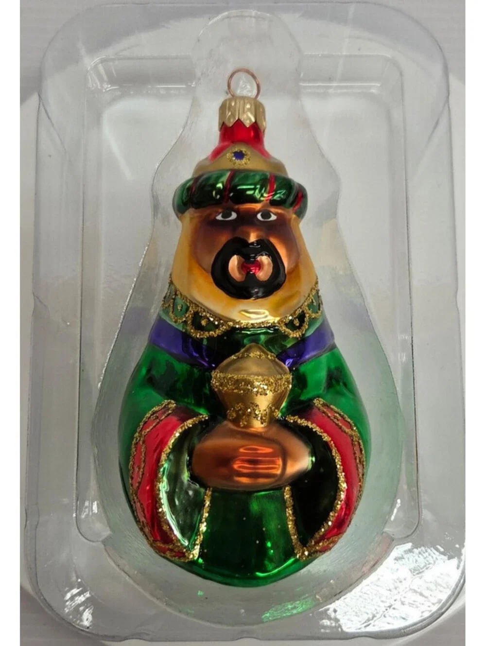 VTG Hallmark Keepsake 3 WiseMen Blown Glass Ornament Set Gold Frankincense Myrrh